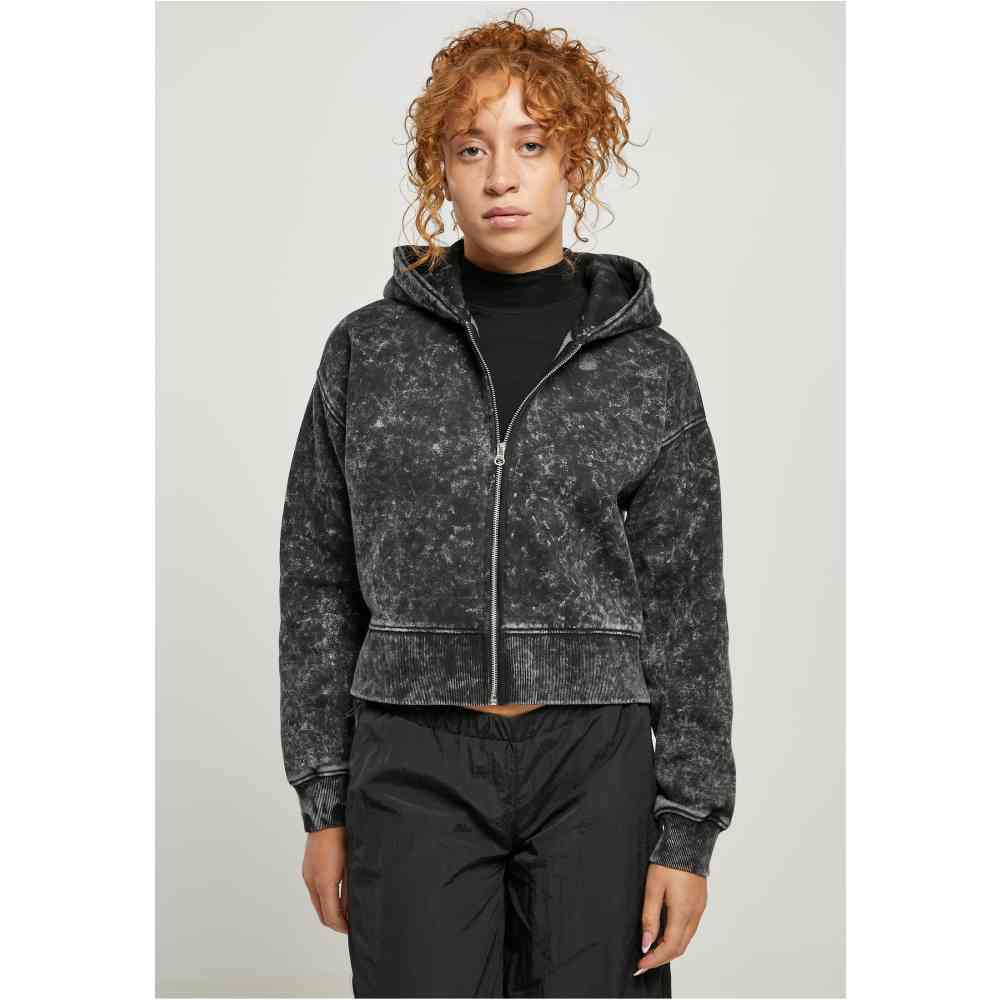 Urban Classics - Short Oversized Towel Washed Zip hoodie - Black